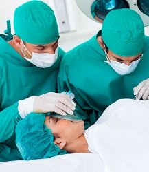 Woman in operating theater